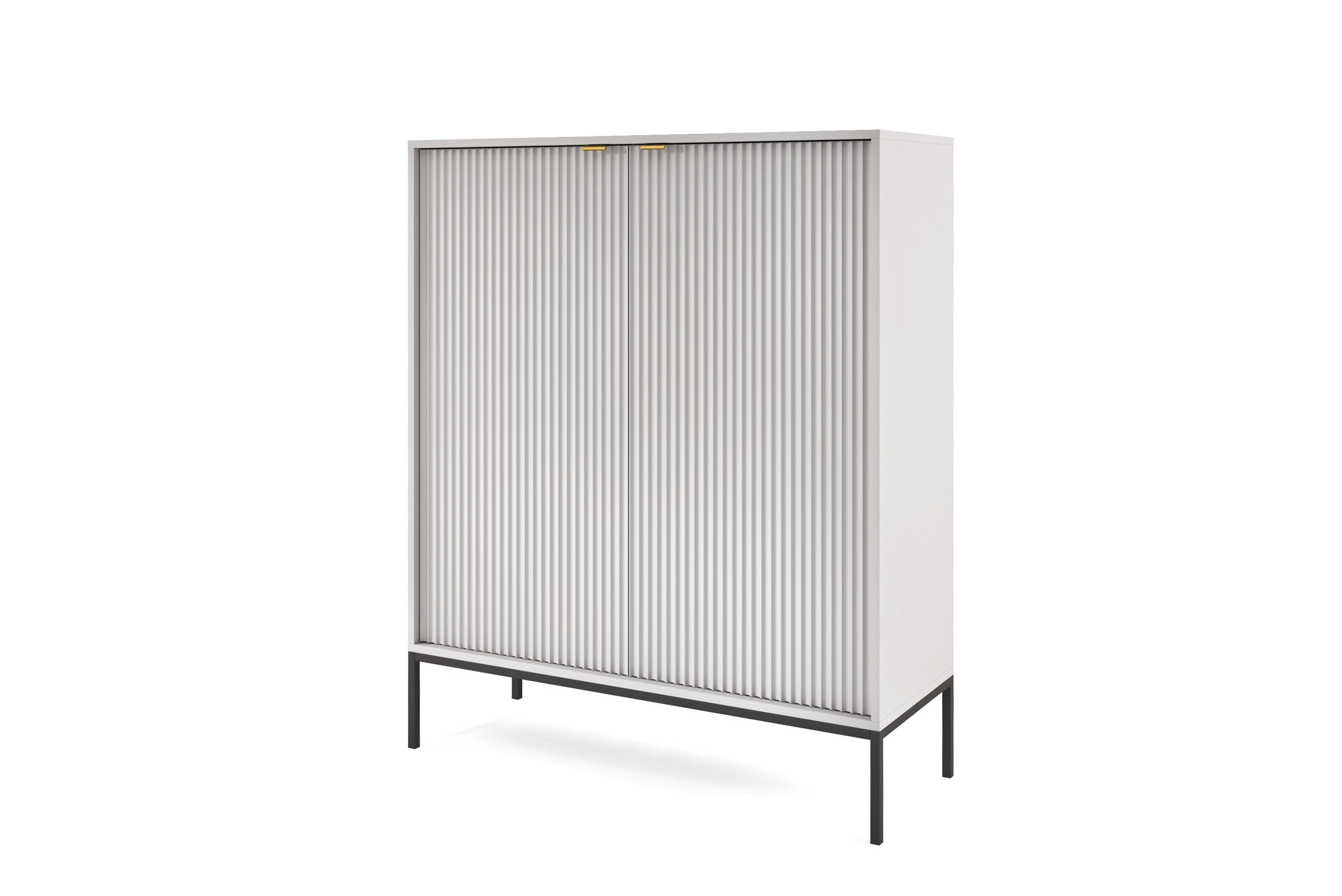 HOCHKOMMODE NOVA Geriffelt, 2-Türen, KOMMODE Schwarz, Schwarze Füße 104x39x cm Grau - Graphitfarben/Schwarz, Holzwerkstoff/Kunststoff (104/125/39cm) - DomoHome