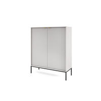 HOCHKOMMODE NOVA Geriffelt, 2-Türen, KOMMODE Schwarz, Schwarze Füße 104x39x cm Grau - Graphitfarben/Schwarz, Holzwerkstoff/Kunststoff (104/125/39cm) - DomoHome
