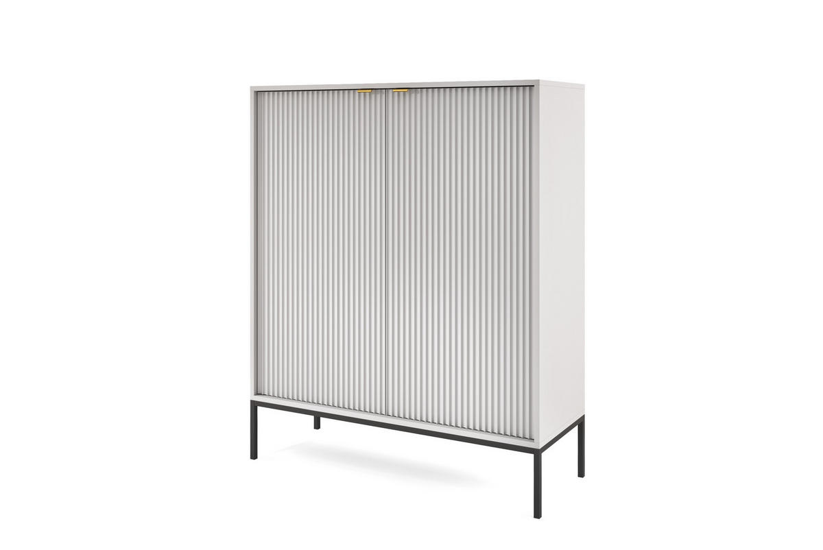 HOCHKOMMODE NOVA Geriffelt, 2-Türen, KOMMODE Schwarz, Schwarze Füße 104x39x cm Grau - Graphitfarben/Schwarz, Holzwerkstoff/Kunststoff (104/125/39cm) - DomoHome