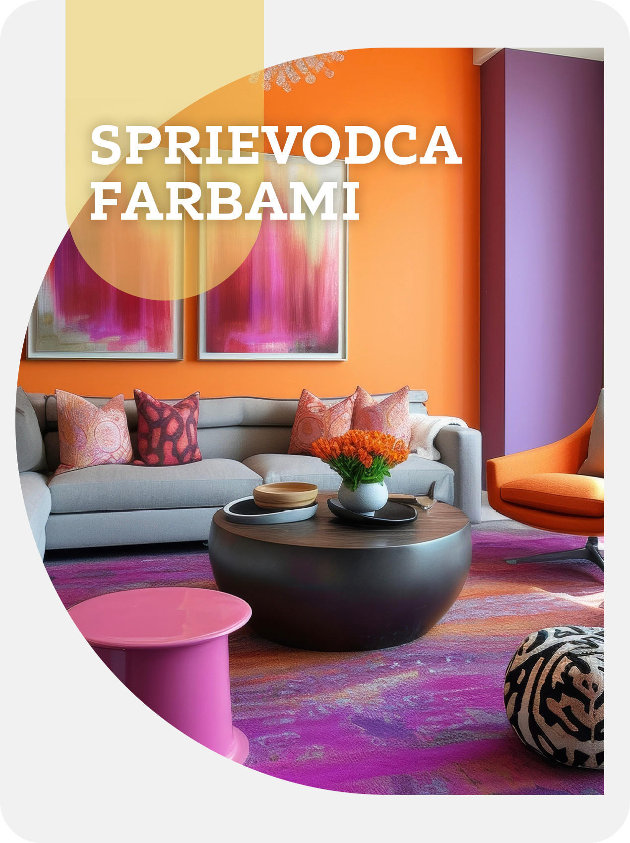 sprievodami farbami interiéru