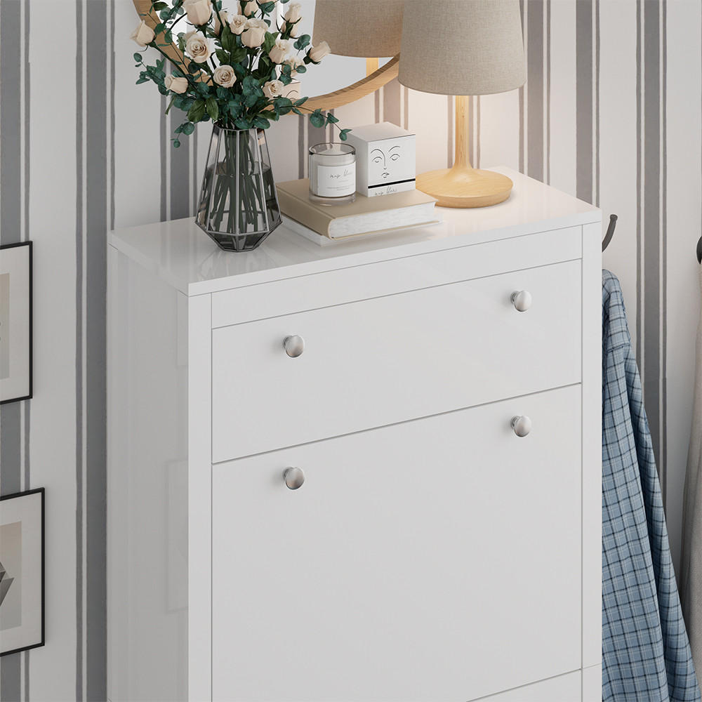 SCHUHSCHRANK Aron Weiß 60 x 153 cm , 3 Fächer - Weiß, Holzwerkstoff (60/153/23.5cm) - Vicco