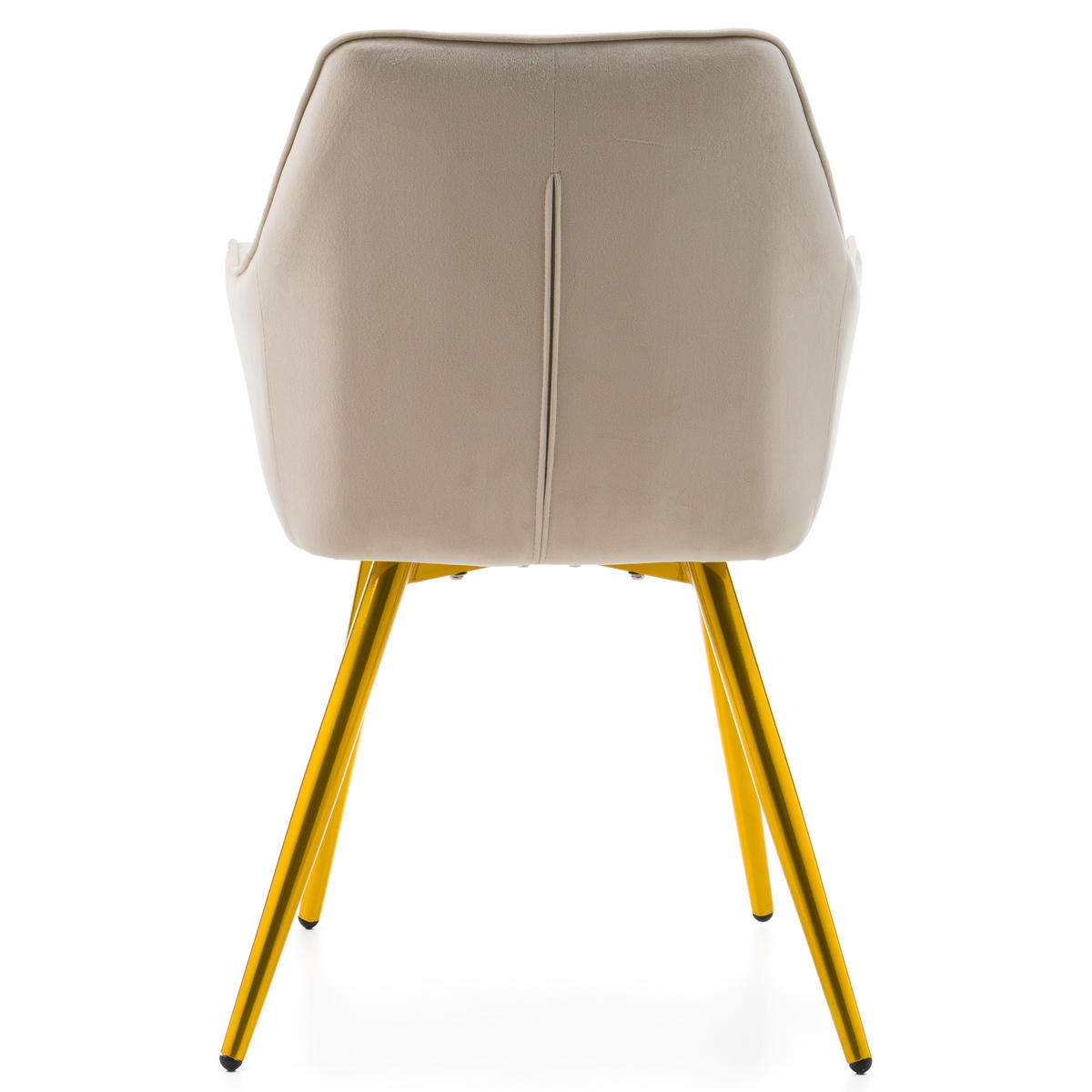 STUHL VASTO gepolstert mit Steppung - beige goldene Beine - Samt Velours - Ecru/Beige, Textil/Metall (58/87/60cm) - NEW HOME