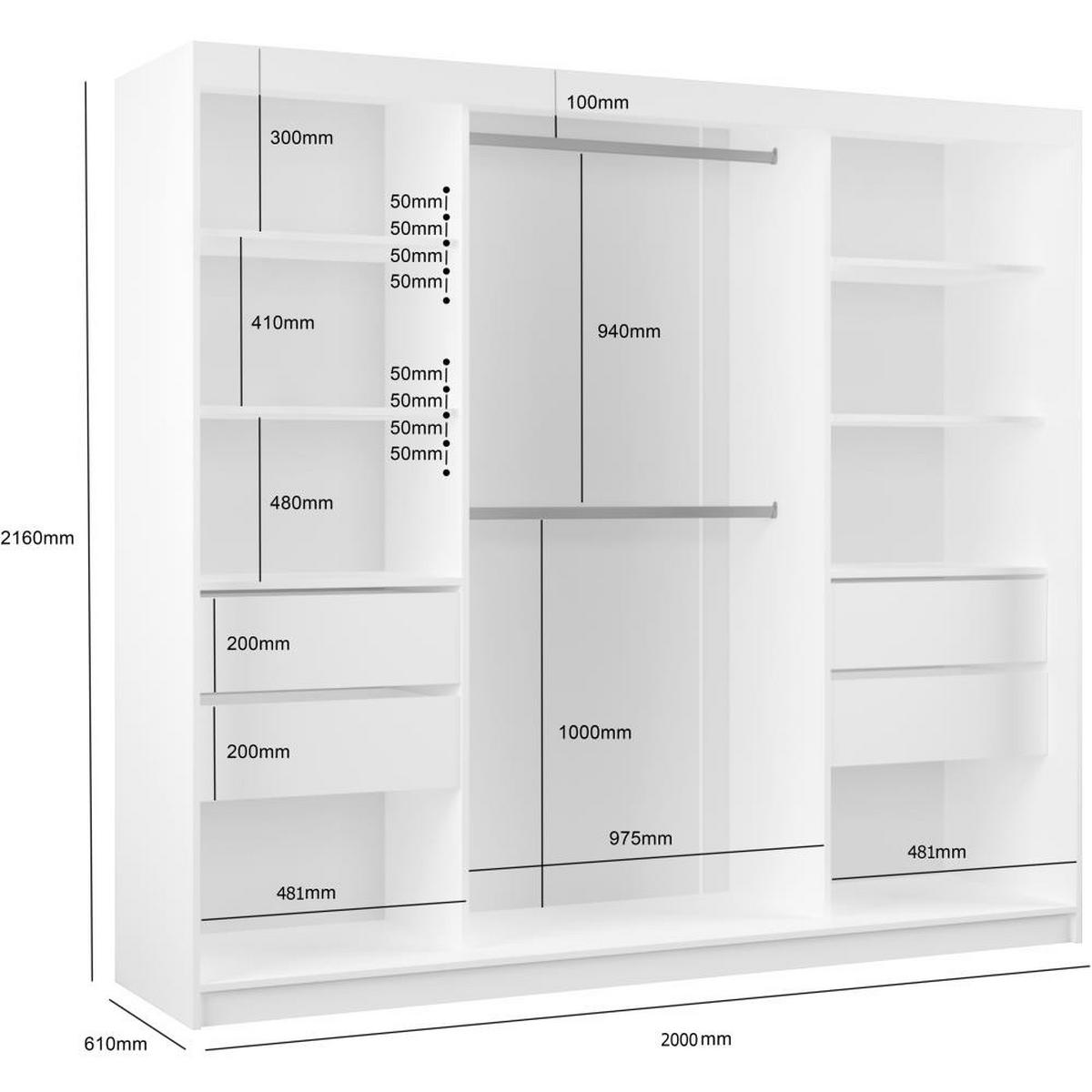 SCHWEBETÜRENSCHRANK Nela II 200/216/61 eiche Artisan mit Schubladen - Eiche Artisan/Grau, Holzwerkstoff (200/216/61cm) - Beautysofa