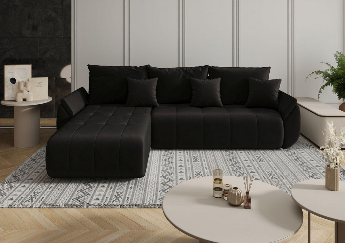 ECKSOFA mit Schlaffunktion TOKYO R Monolith 97 Rechts - Schwarz, Textil (280/185cm) - Bedante