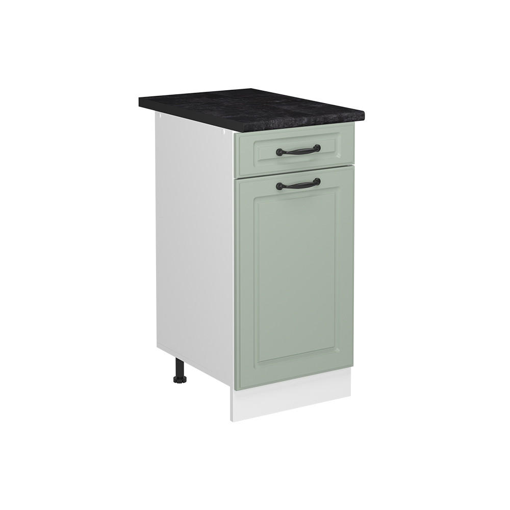 KUCHYNSKÁ SPODNÁ SKRINKA R-Line, Mint vidiecky dom/biely, 40 cm antrasiitti työtaso - biela/zelená, kompozitné drevo (40/81.6/60cm) - Vicco