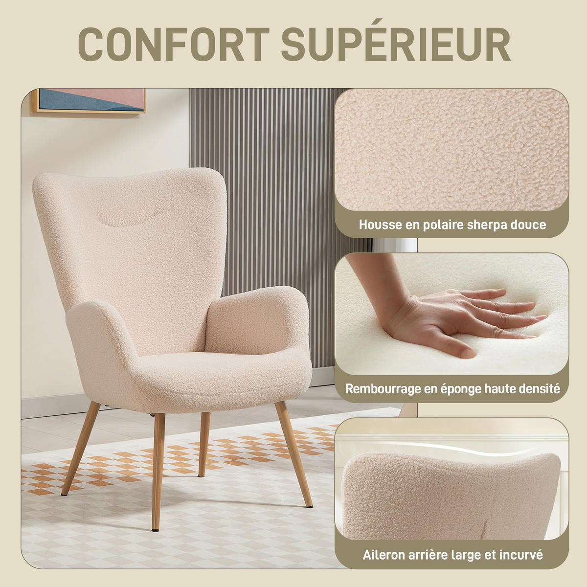 SESSEL PANG-T8K4M2 Beige - Beige, Metall (71/97.5/74cm) - PANGIVO