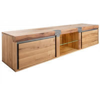 TV-BOARD Wildeiche / Zerreiche 220x48x50 natur geölt NEW AMSTERDAM #03 - Naturfarben, Holz (220/50/48cm) - Massivmoebel24