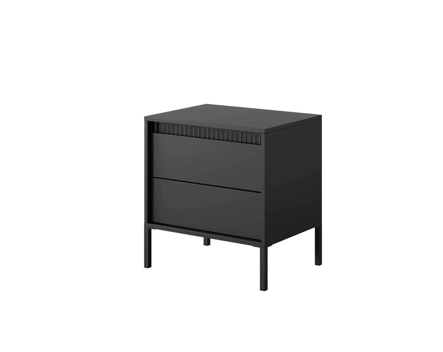 NACHTTISCH Senso Schwarz, mit Schubladen - Schwarz, Holzwerkstoff/Metall (54/56/40cm) - Bettso