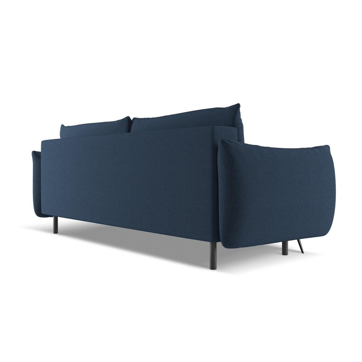 3-SITZER SOFA mit Schlaffunktion Chenille Stoff Blau - Blau/Schwarz, Textil/Metall (230/86/105cm) - LaMiaSofa