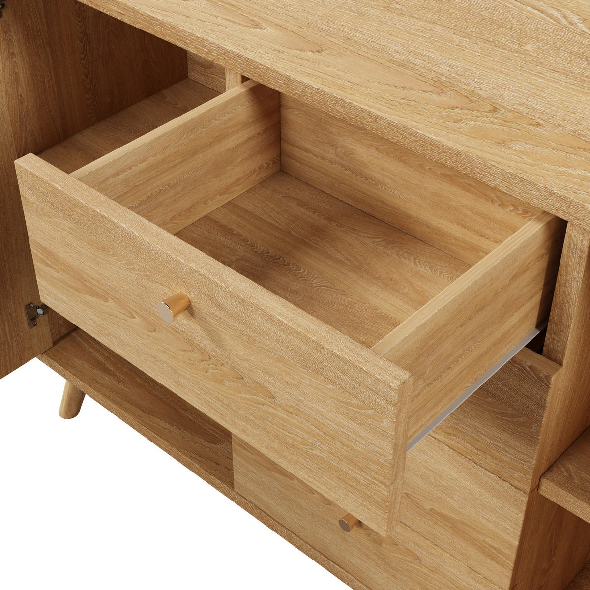 SIDEBOARD in Eichefarben mit 4 Schubladen und 2 Türen für Wohnzimmer, B140/T40/H86 cm - Eichefarben/Naturfarben, Holzwerkstoff (140/86/40cm) - STILVORA