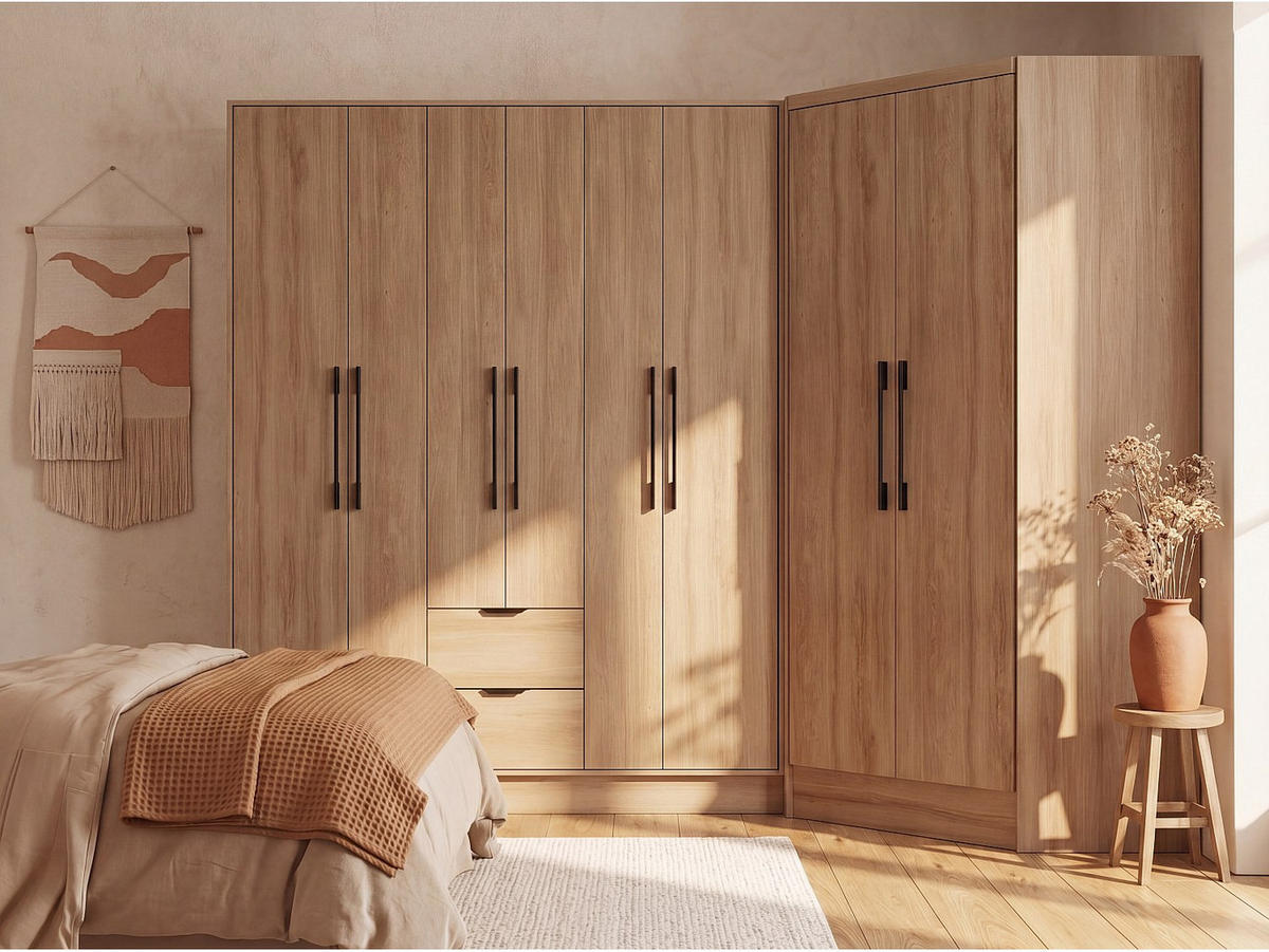KLEIDERSCHRANK - 263.5 cm x 101.5 cm - Holz, Platte - Naturfarben Hell - FEOVA - Naturfarben, Holz (263.5/182/101.5cm) - Vente-Unique