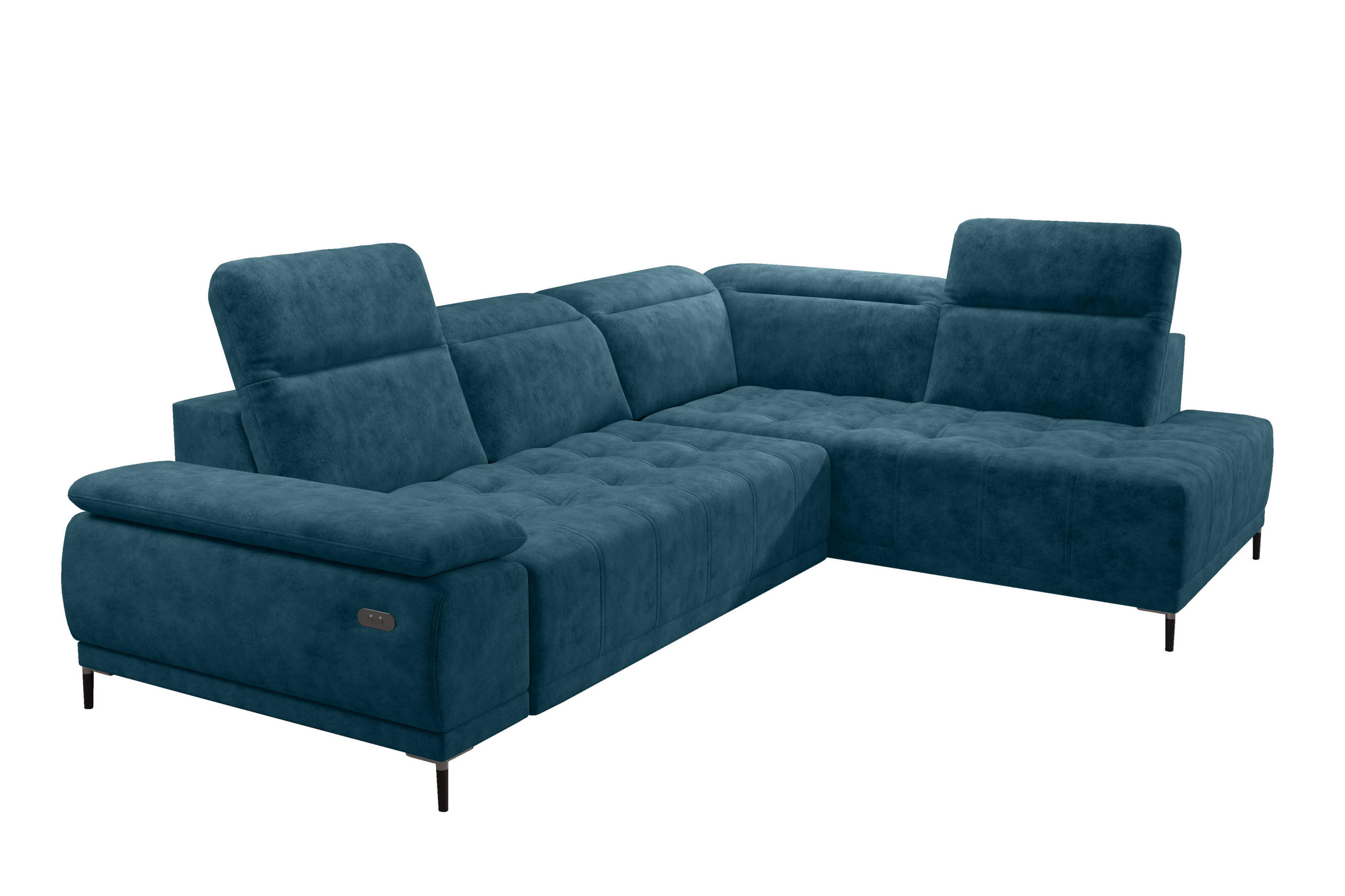 ECKSOFA FOCUS XL L-förmig Konfiguration freistehend RECHTS 352x204x98cm Blue - Blau, Holz/Textil (352/204cm) - DomoHome