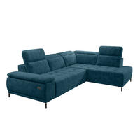 ECKSOFA FOCUS XL L-förmig Konfiguration freistehend RECHTS 352x204x98cm Blue - Blau, Holz/Textil (352/204cm) - DomoHome