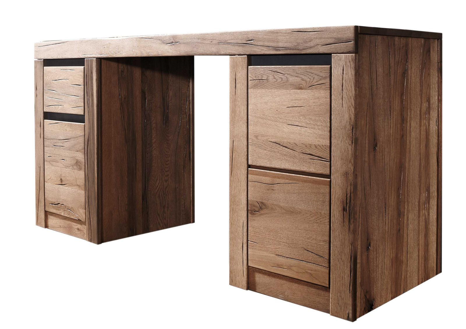 SCHREIBTISCH Wild-/Zerreiche 150x50x75 tabacco brown geölt MONTREUX #319 - Braun, Holz (50/150/75cm) - Massivmoebel24