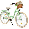 CITY-FAHRRAD Milord mit Weidenkorb, 28 Zoll, Mintze, 3-Gang - Grün, Metall (46cm) - Milordbikes