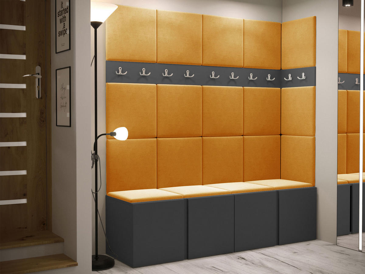 GARDEROBEN-SET Orion II - Graphitfarben/Orange, Holzwerkstoff/Kunststoff (168/186/46cm) - MIRJAN24