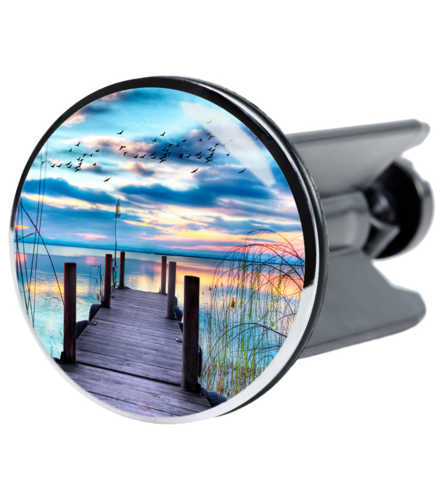 WASCHBECKENSTÖPSEL Sunset - Blau, Kunststoff/Metall (4/7/7cm) - Sanilo