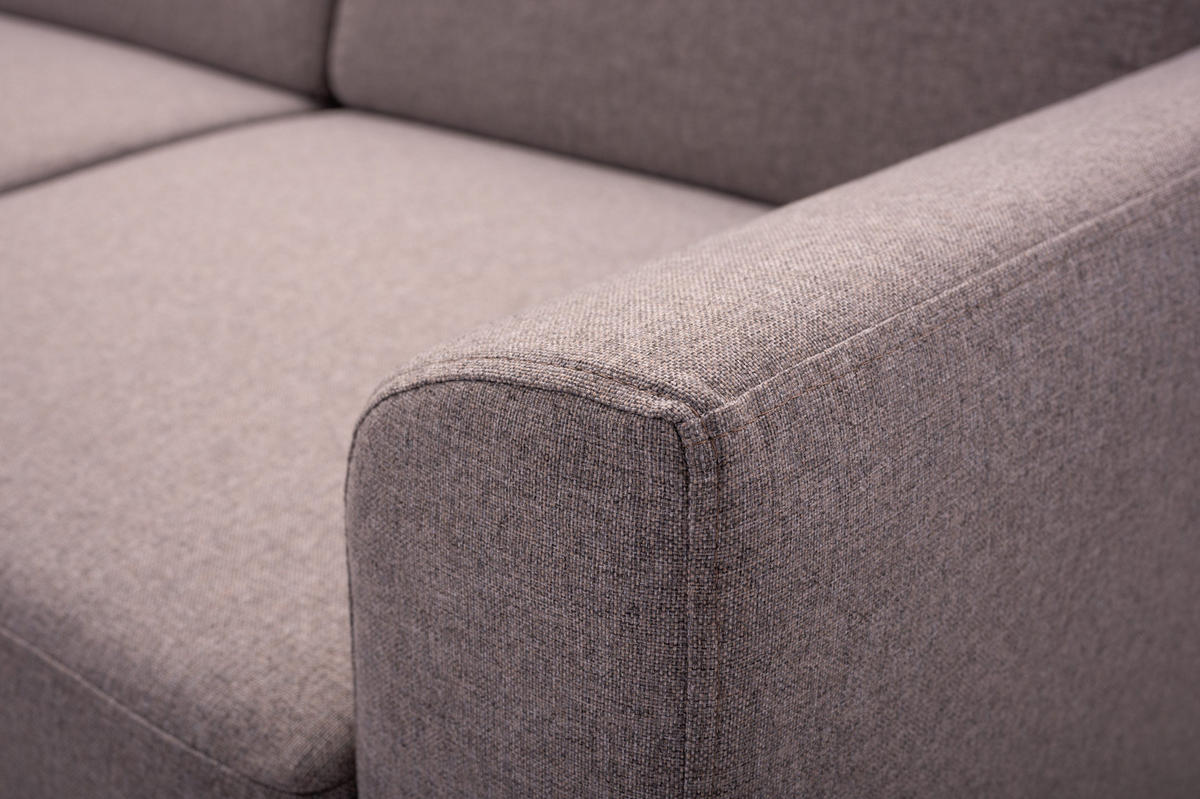 ECKSOFA SAPORE Beige Geflochtener Stoff mit Schlaffunktion - Beige, Holz (235/170cm) - MASSENO