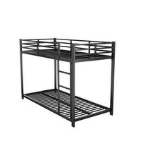 ETAGENBETT mit Lattenrost und Kopfteil Schwarz 94.5x203x140 cm Metall - Schwarz, Metall - SONNENH