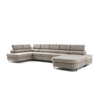 WOHNLANDSCHAFT PRIAM MAXI U – XXL Ecksofa U-form 400 cm inkl. Schlaffunktion, 2 Bettkästen & Kopfteilverstellung Beige - Beige, Holz/Textil (400/91/203cm) - Muffo