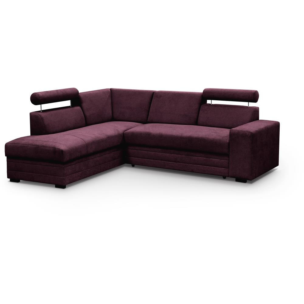 ECKSCHLAFSOFA Roma bordeaux links - Bordeaux/Schwarz, Textil (250/205cm) - Beautysofa