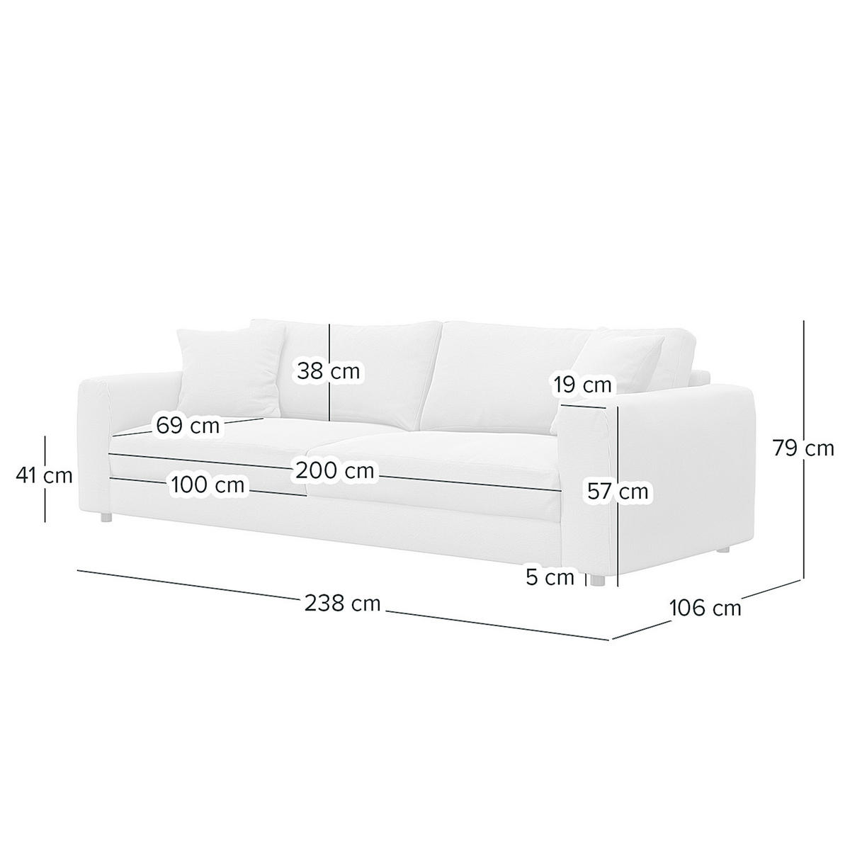 3-SITZER SOFA - Schwarz/Grau, Holz/Kunststoff (238/79/106cm) - home24