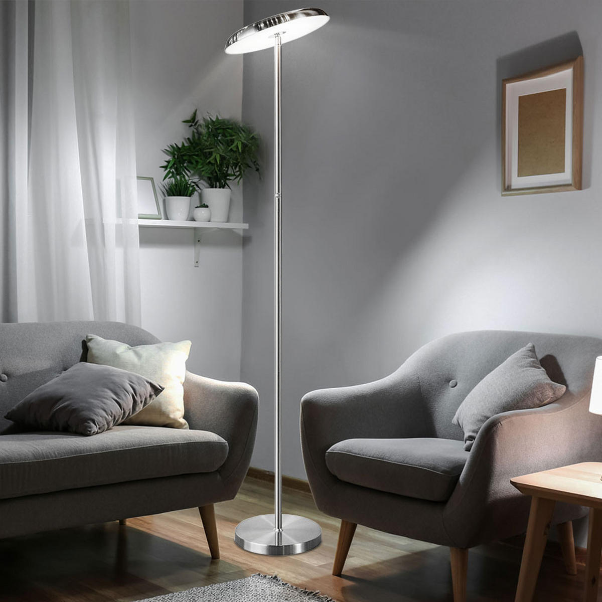 LED STEHLEUCHTE Eros Silber Metall - Silberfarben, Metall (28/28/140cm)