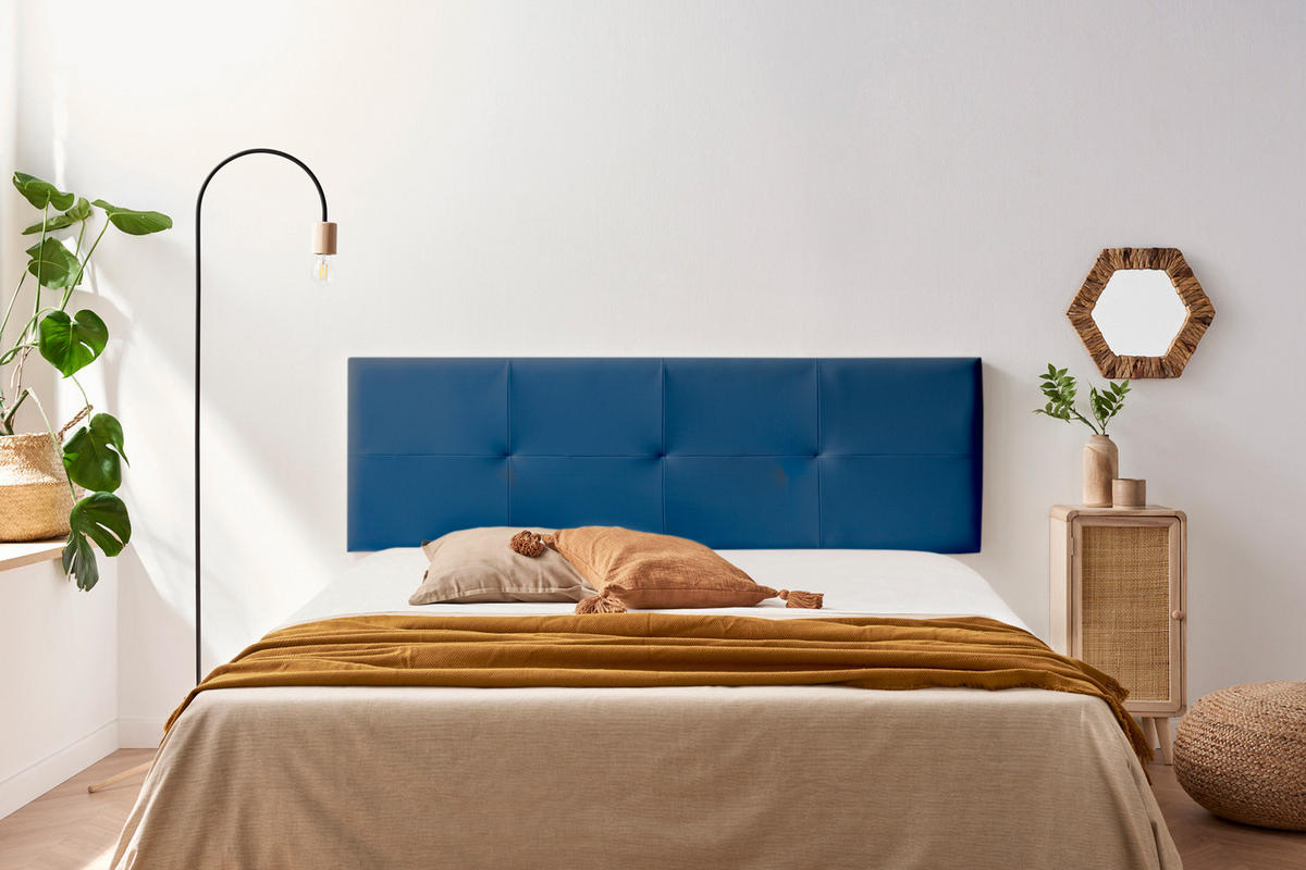 Kopfteil gepolstert ALTEA Kunstleder 90x50x5 cm - Dunkelblau - Moonia - Dunkelblau, Holz (90/5/50cm)