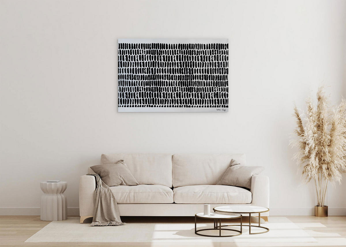 ACRYLBILD HANDGEMALT 120/80 cm - Schwarz, Holz/Textil (2.5/80cm) - KUNSTLOFT