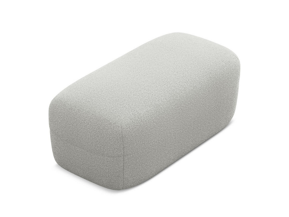POUF Bouclé Stoff Grau - Hellgrau/Schwarz, Kunststoff/Textil (92/40/48cm) - Makamii