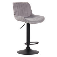 BARHOCKER Lento, Gestell schwarz, Samt Grau - Schwarz/Grau, Textil/Metall (50/100/50cm) - TPFLiving