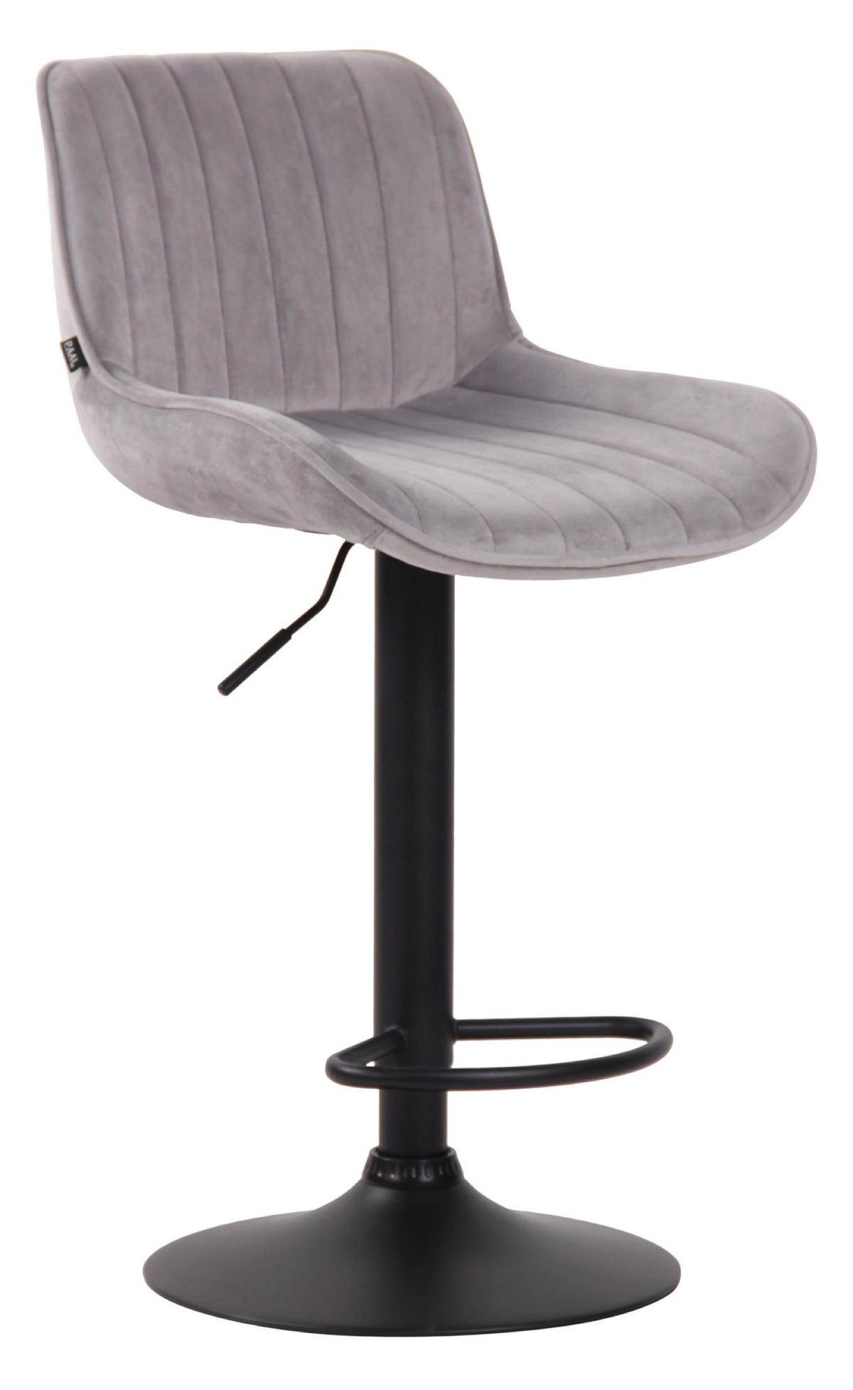 BARHOCKER Lento, Gestell schwarz, Samt Grau - Schwarz/Grau, Textil/Metall (50/100/50cm) - TPFLiving
