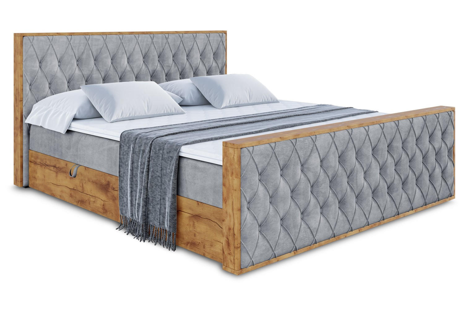 BOXBETT mit Matratze H3 und Lattenrost - LOLLI5-Z - 160x200 - Grau Casablanca - Grau, Holzwerkstoff (160/200cm) - ALTDECOR