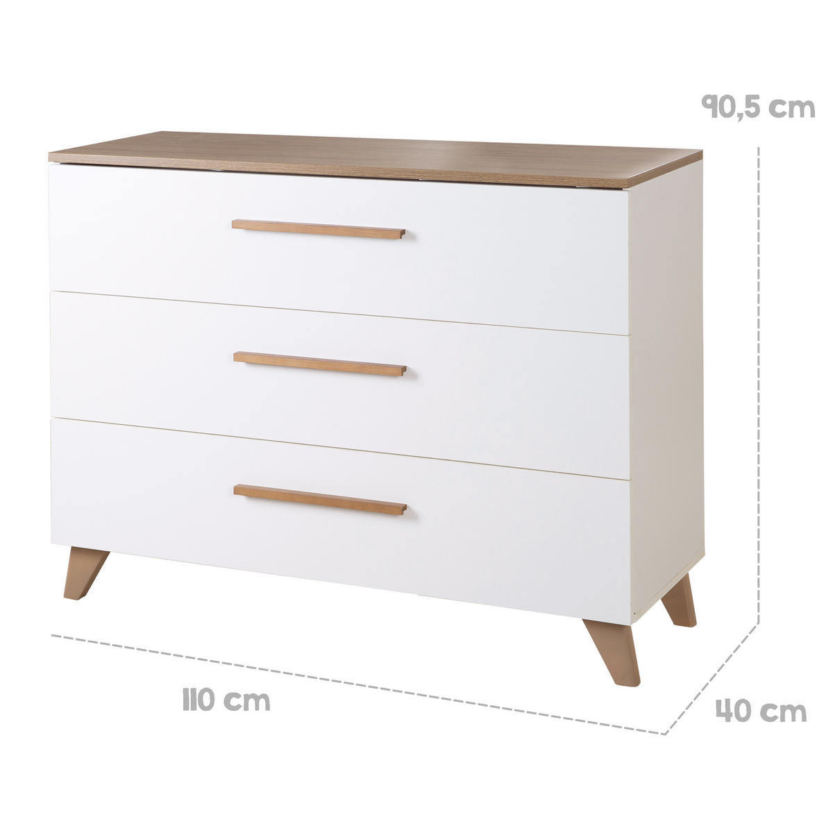 WICKELKOMMODE Ole - Weiß, Holzwerkstoff (110/98/75cm) - Roba