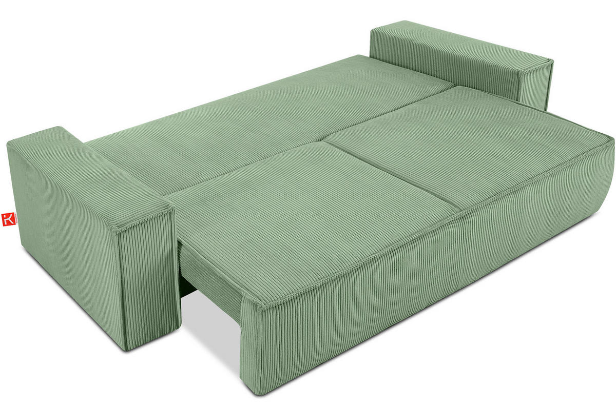 3-SITZER-SCHLAFSOFA NAPI in Pet Friendly Cord-Stoff, mintfarben - Schwarz/Mintgrün, Textil (244/89/101cm) - KONSIMO®