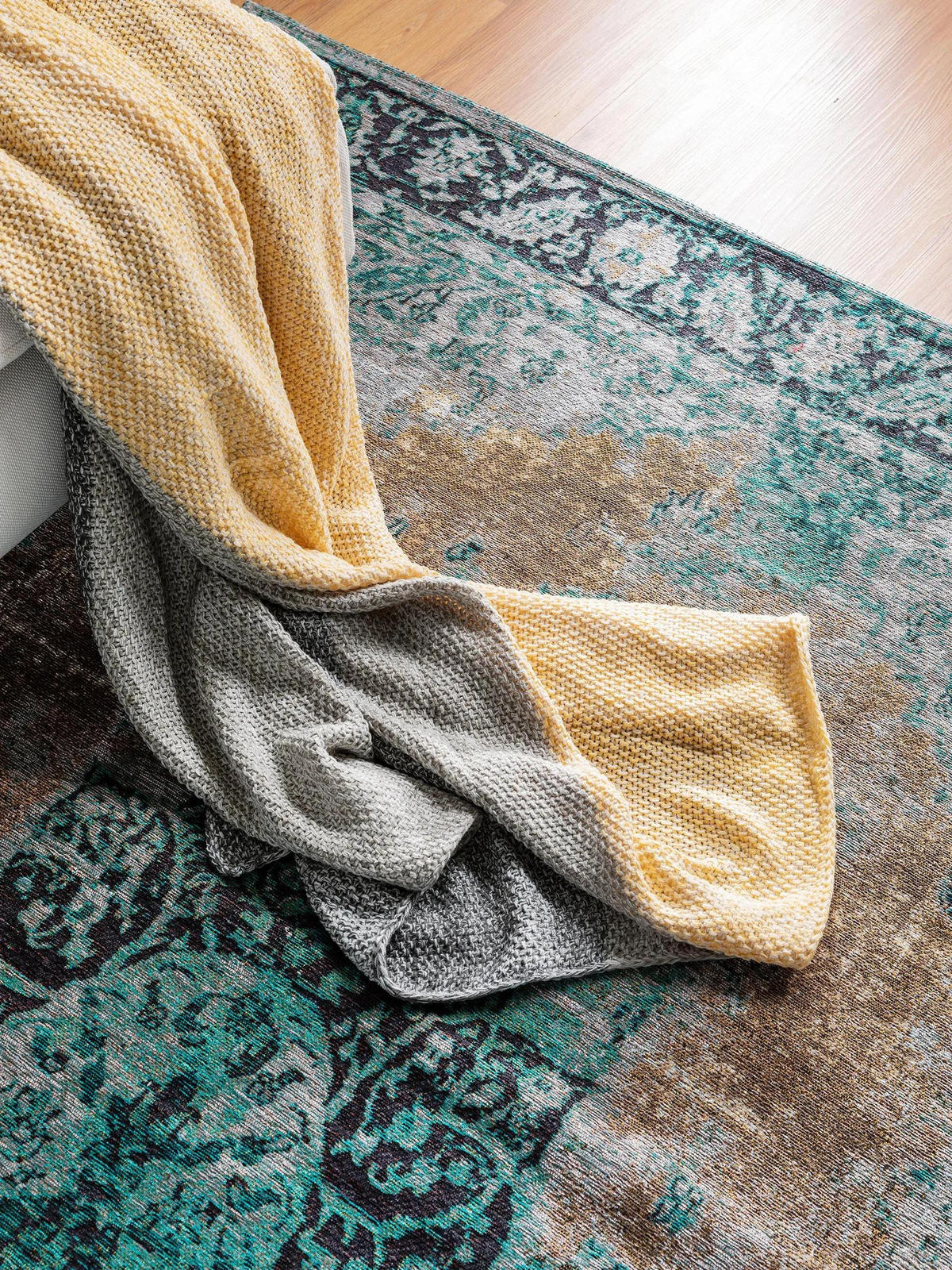 FLACHGEWEBETEPPICH Tosca Türkis 155x235 cm - Türkis, Textil (155/235cm) - benuta Pop