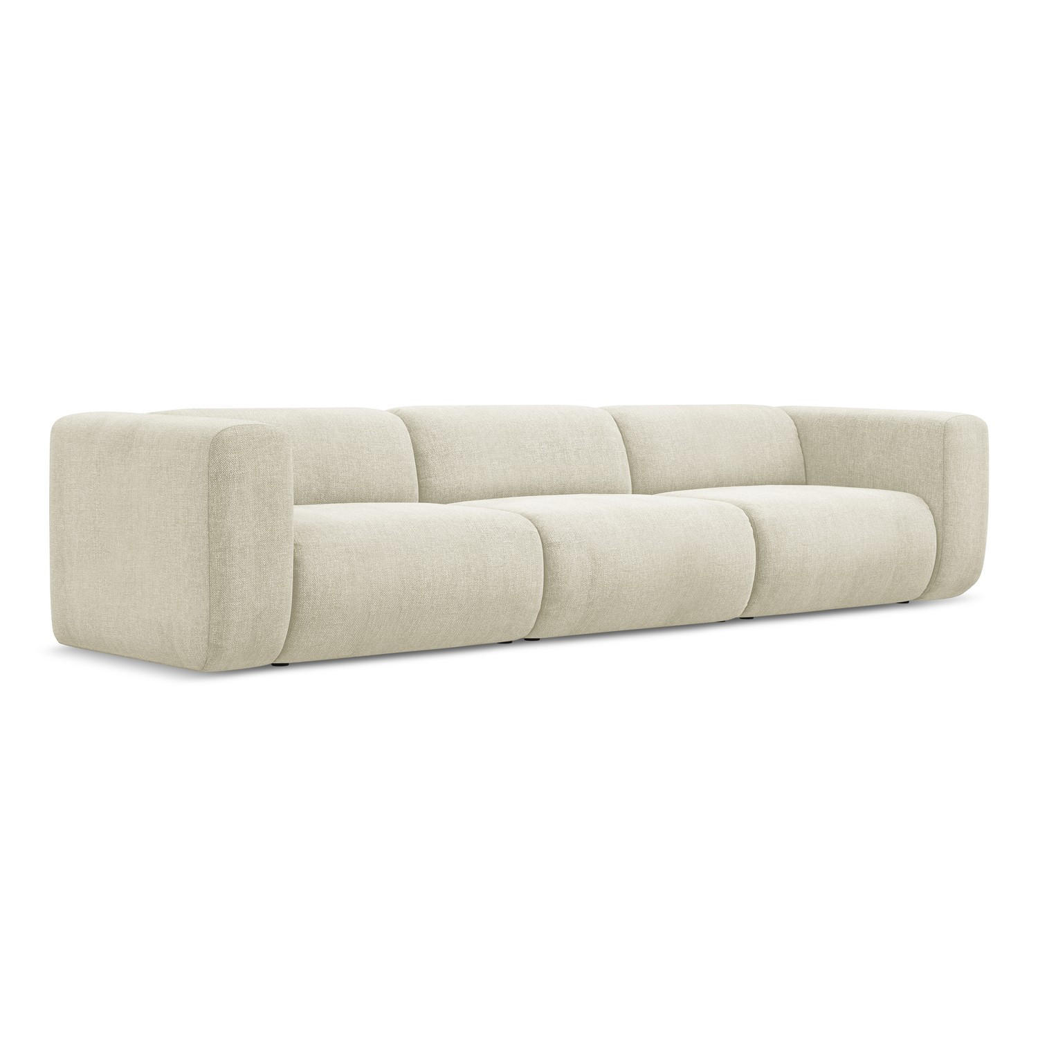 4-SITZER-SOFA Chenille Stoff Beige - Beige/Schwarz, Kunststoff/Textil (319/70/89cm) - LaMiaSofa