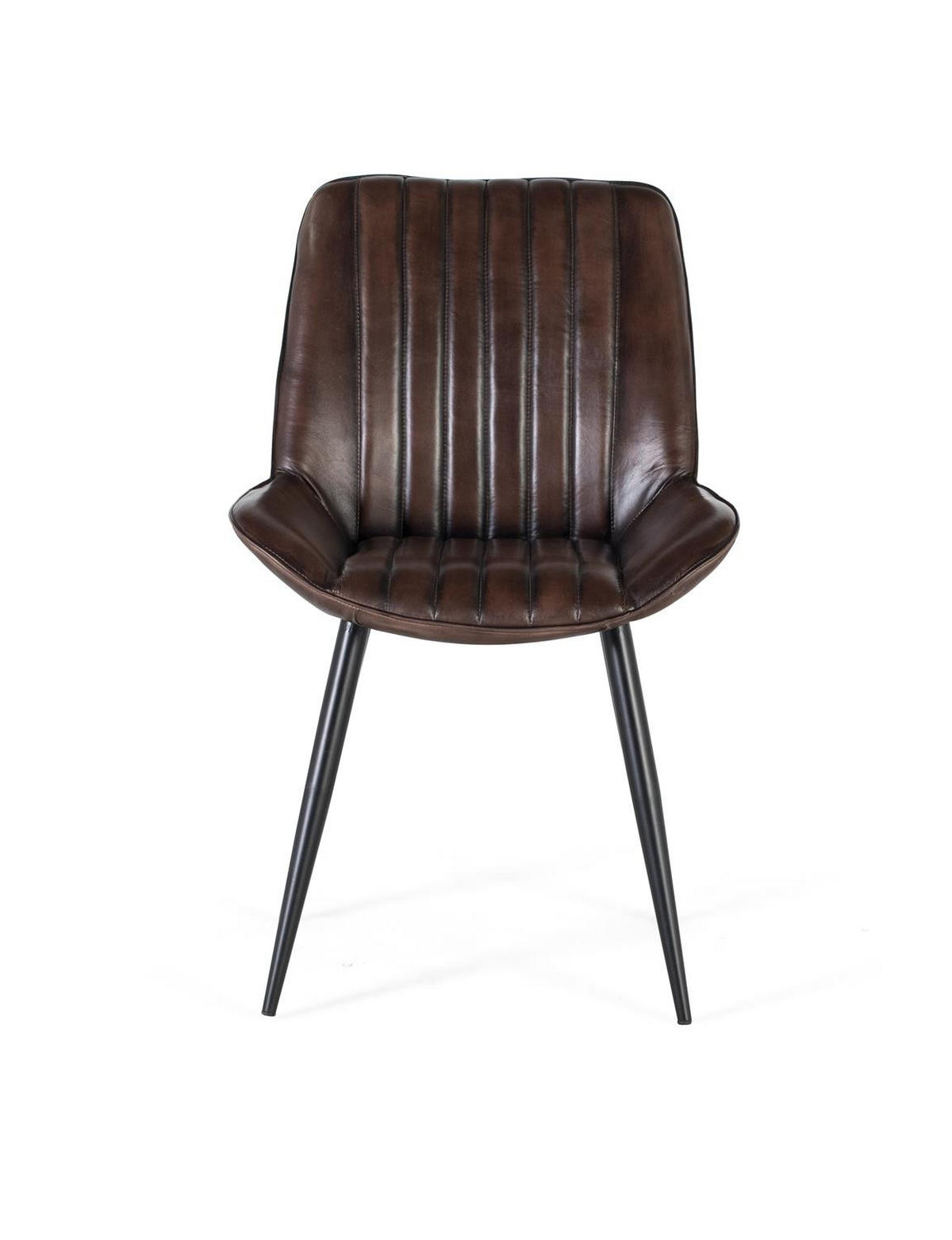 STUHL aus naturbelassenem dunkelbraunem Naturleder - Grau, Fell (53/87/63cm) - Giner y Colomer