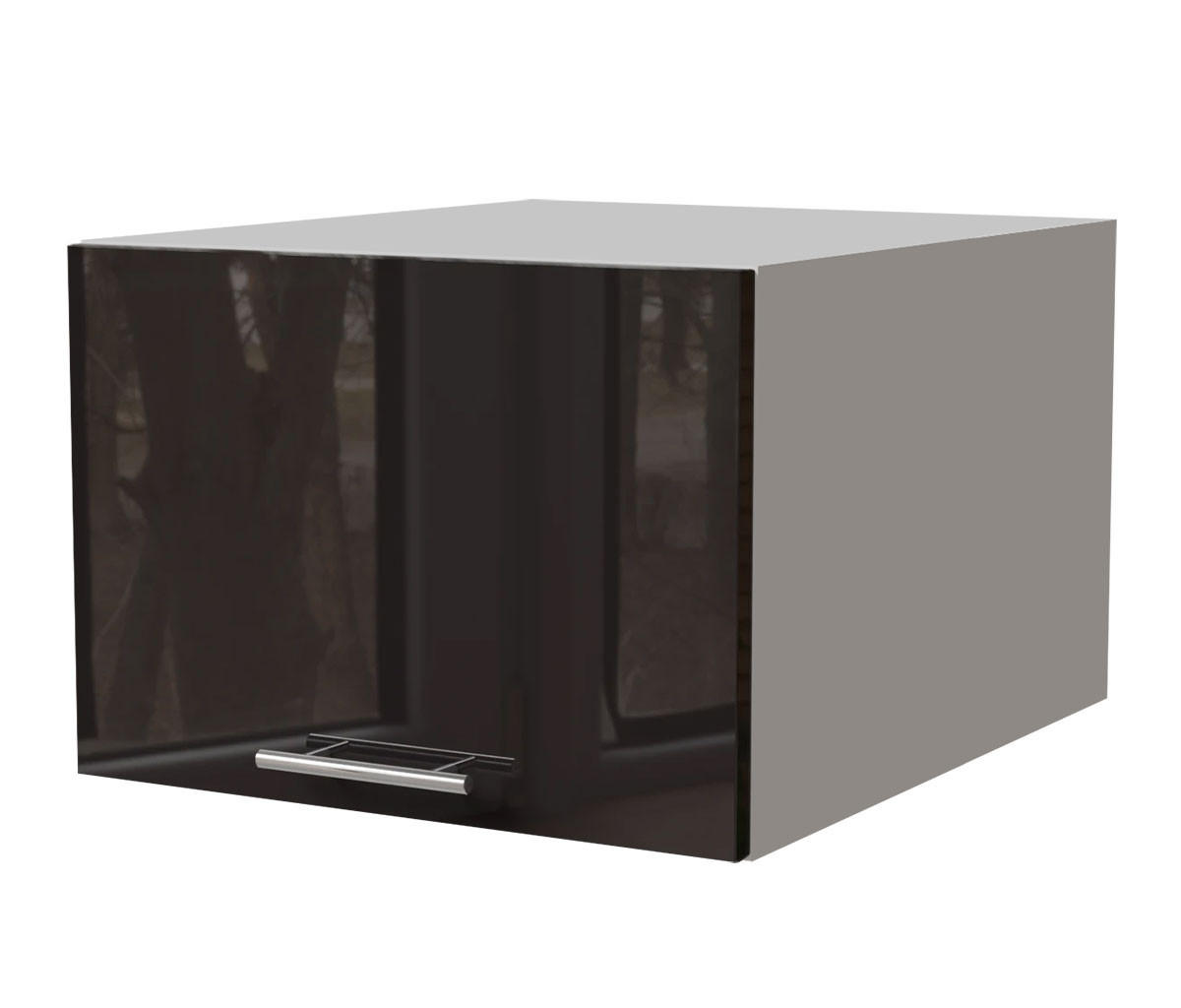 AUFSATZSCHRANK Essen W6B/50 Schwarz Hochglanz / Weiß Matt 50 / 59 / 36cm - Schwarz Hochglanz/Schwarz, Holz/Holzwerkstoff (50/36/59cm) - Feldmann-Wohnen