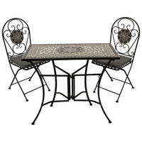 BISTROSET Derby - GartensitzGARTEN-GARNITUR 3-teilig (2x Klappstuhl, 1x Wandtisch 90x45cm rechteckig) - Grau, Metall - TPFGarden