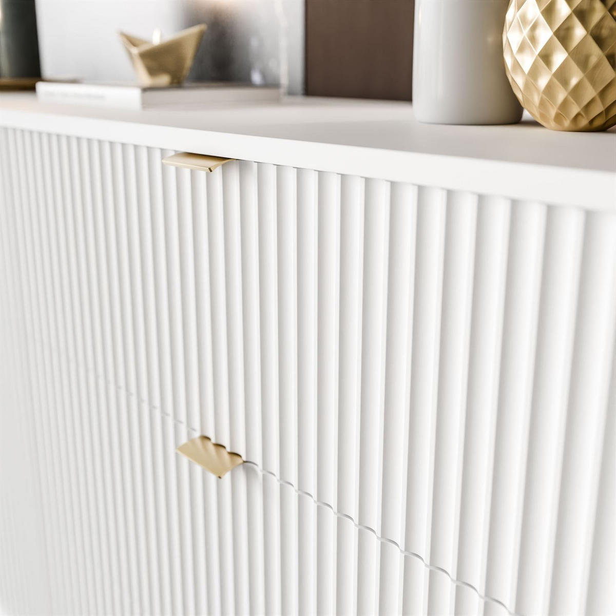 SIDEBOARDS CORTADO GOLD KSZ154 MIT SCHUBLADEN 154 CM WEISS - Weiß, Holzwerkstoff (154/83/39cm) - Lookway