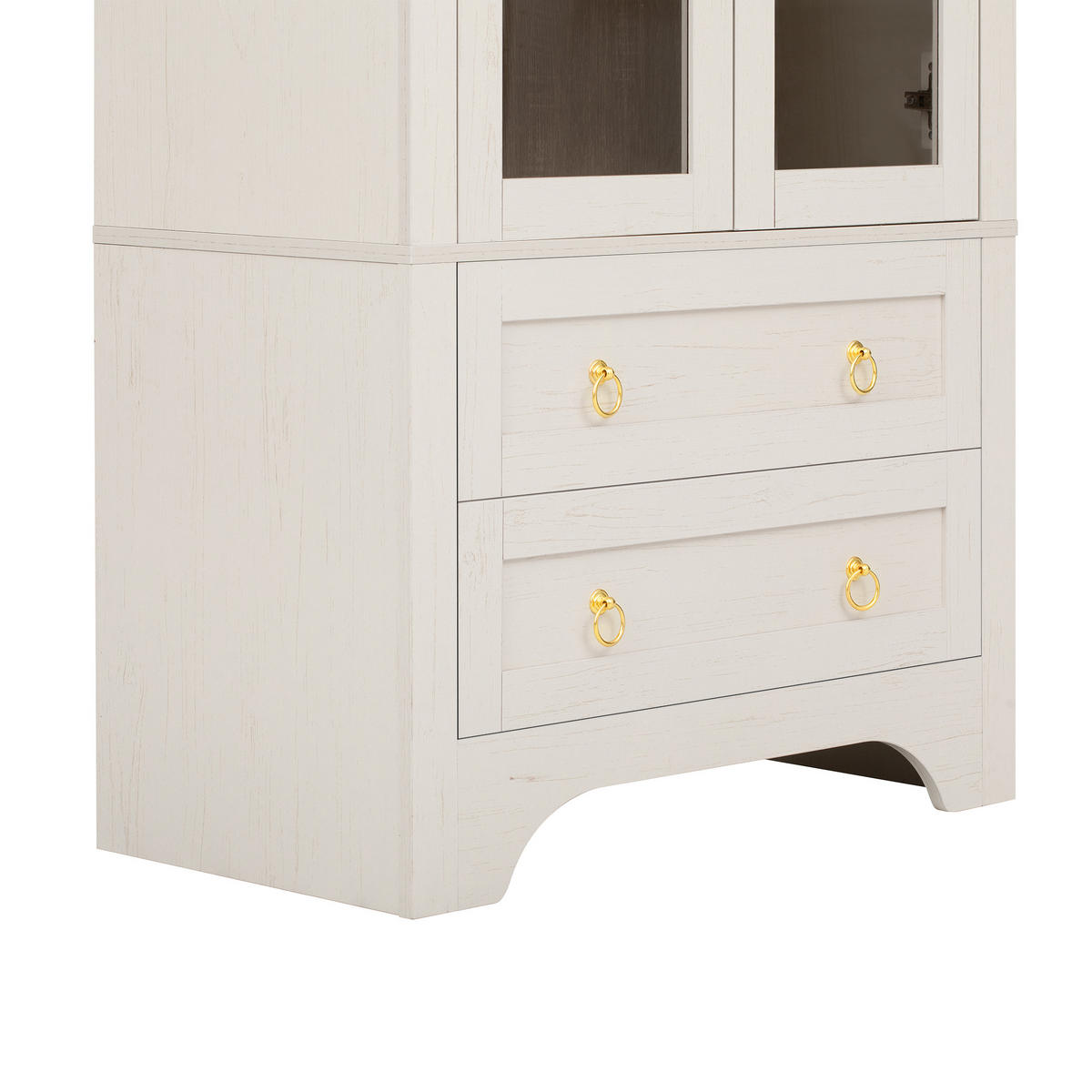 HIGHBOARD Weiß 76,2×40×180 cm mit Glastüren, Schubladen und verstellbaren Einlegeböden aus Holzwerkstoff und Glas - Weiß, Holzwerkstoff (76.2/180/40cm)