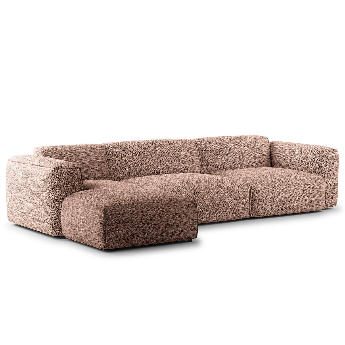 3-SITZER ECKSOFA mit Longchair - Mauve/Schwarz, Kunststoff/Textil (317/173cm) - home24