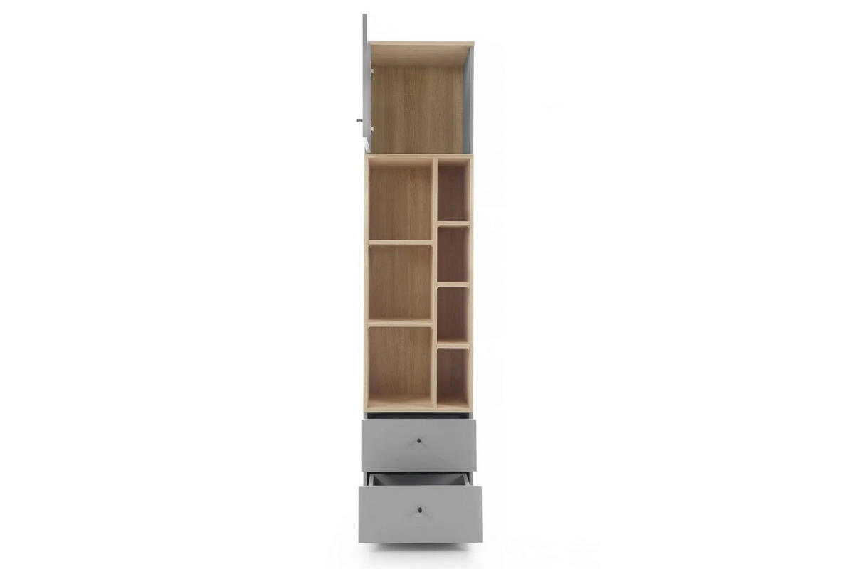 SCHLAFZIMMER Set 6-tlg. – ORO SYSTEM – Grau / Sonoma Eiche - Grau, Holzwerkstoff (80/195/50cm) - hi-markt