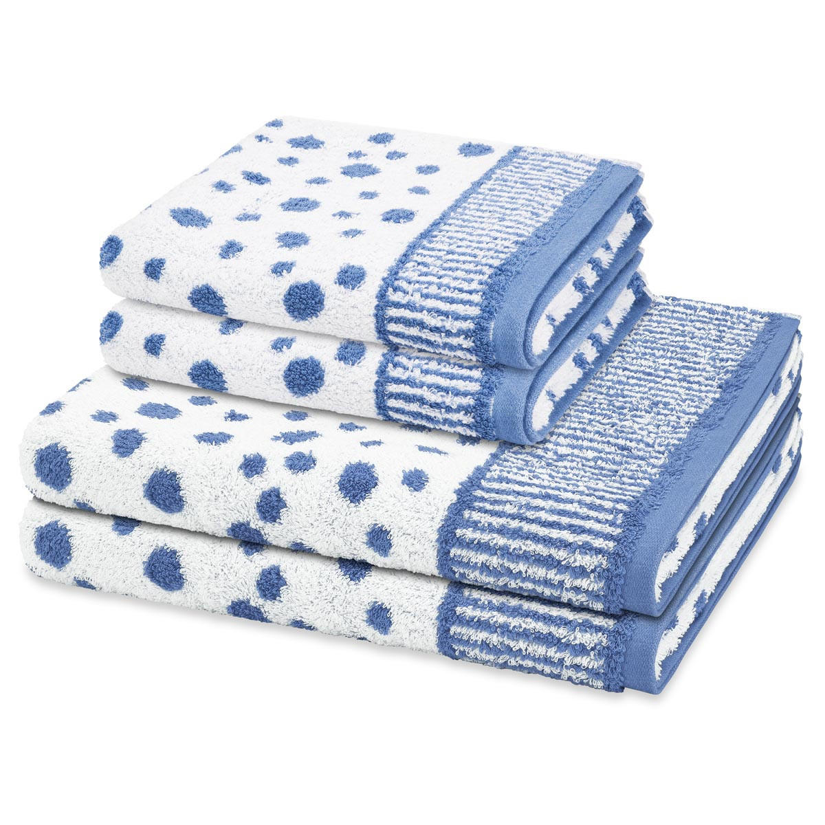 FROTTIERSET Punkte allover 4-teilig - Blau, Textil (50/100cm) - Ross