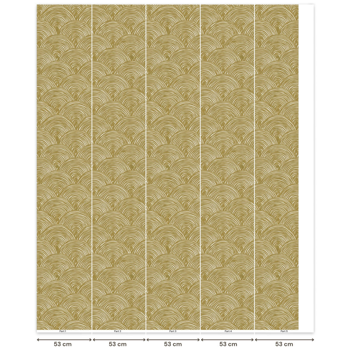 TAPETE - Fächer - Geometrisch - Grün - 260x300 cm - Goldfarben, Papier (260/300cm) - OnlyWow