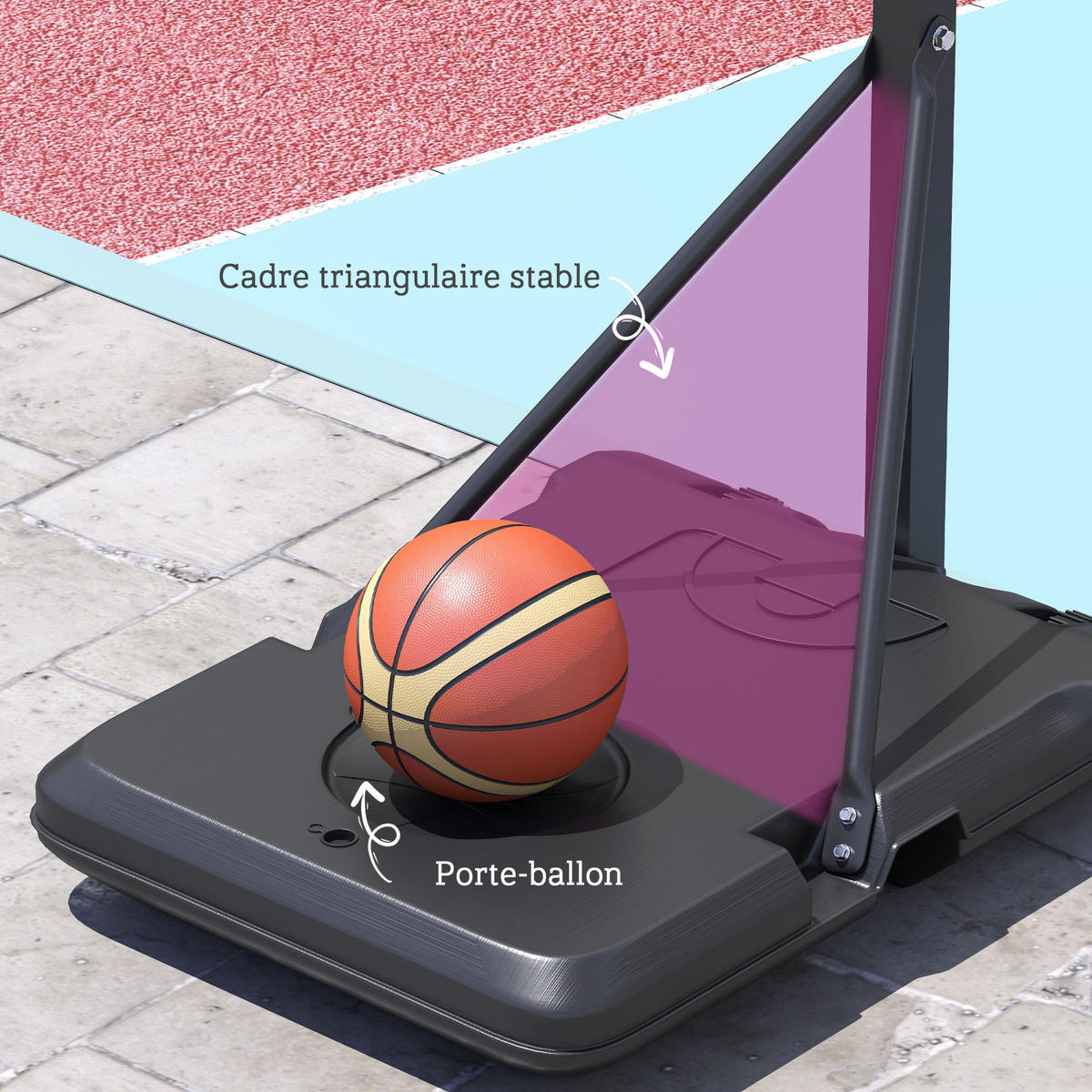 BASKETBALLKORB DE-18524 höhenverstellbar 146-236 cm Schwarz - Schwarz, Metall (55.5/74.5cm) - ComfortXL