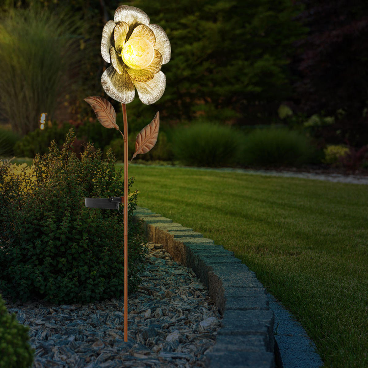 LED SOLAR-STECKLEUCHTE Blumen Silber - Silberfarben, Metall (19.5/8/75cm)