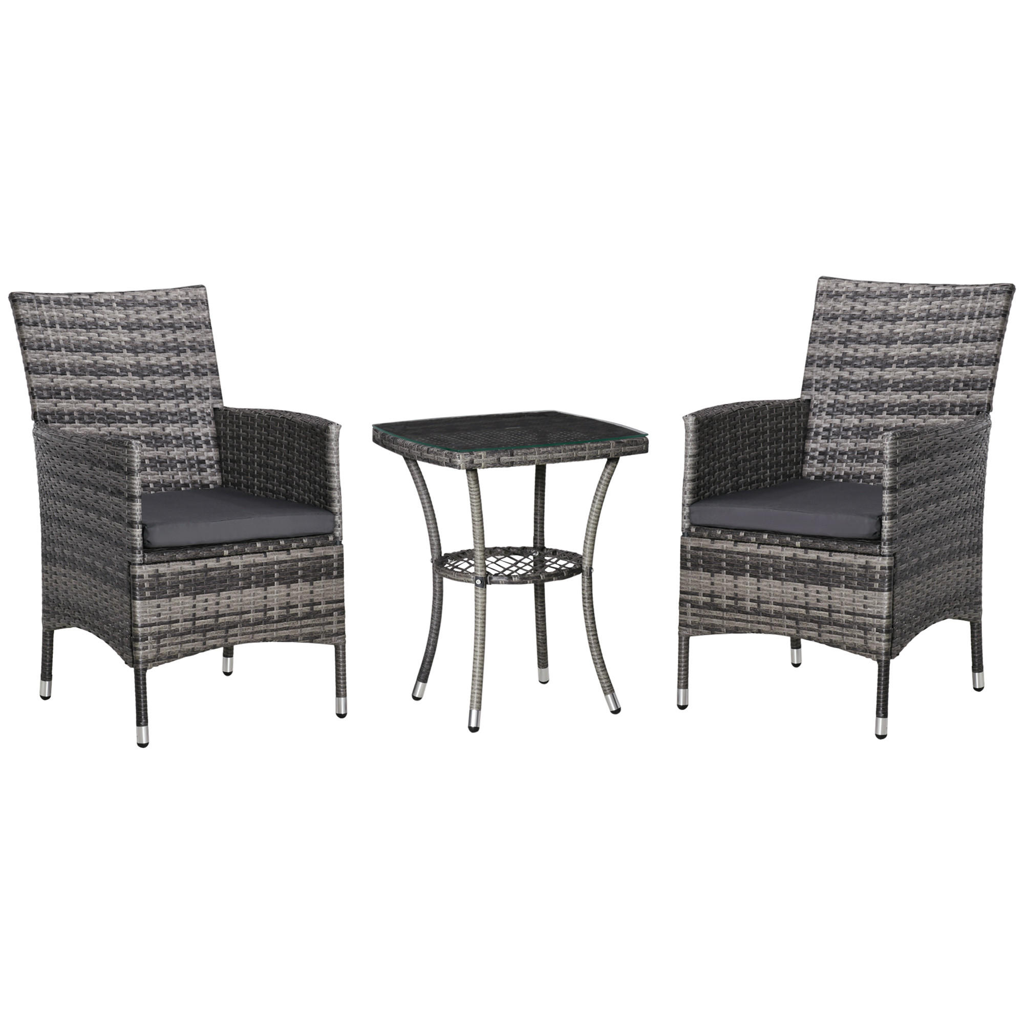 GARTENMÖBEL Set, Metall, PE, Dunkelgrau - Dunkelgrau, Metall - Outsunny
