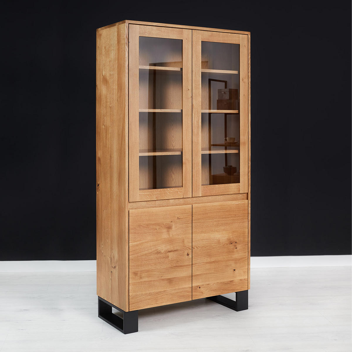 VITRINE Horizon aus massivem Eichenholz 100 cm - Eichefarben/Naturfarben, Holz (100/200/45cm) - Danzz